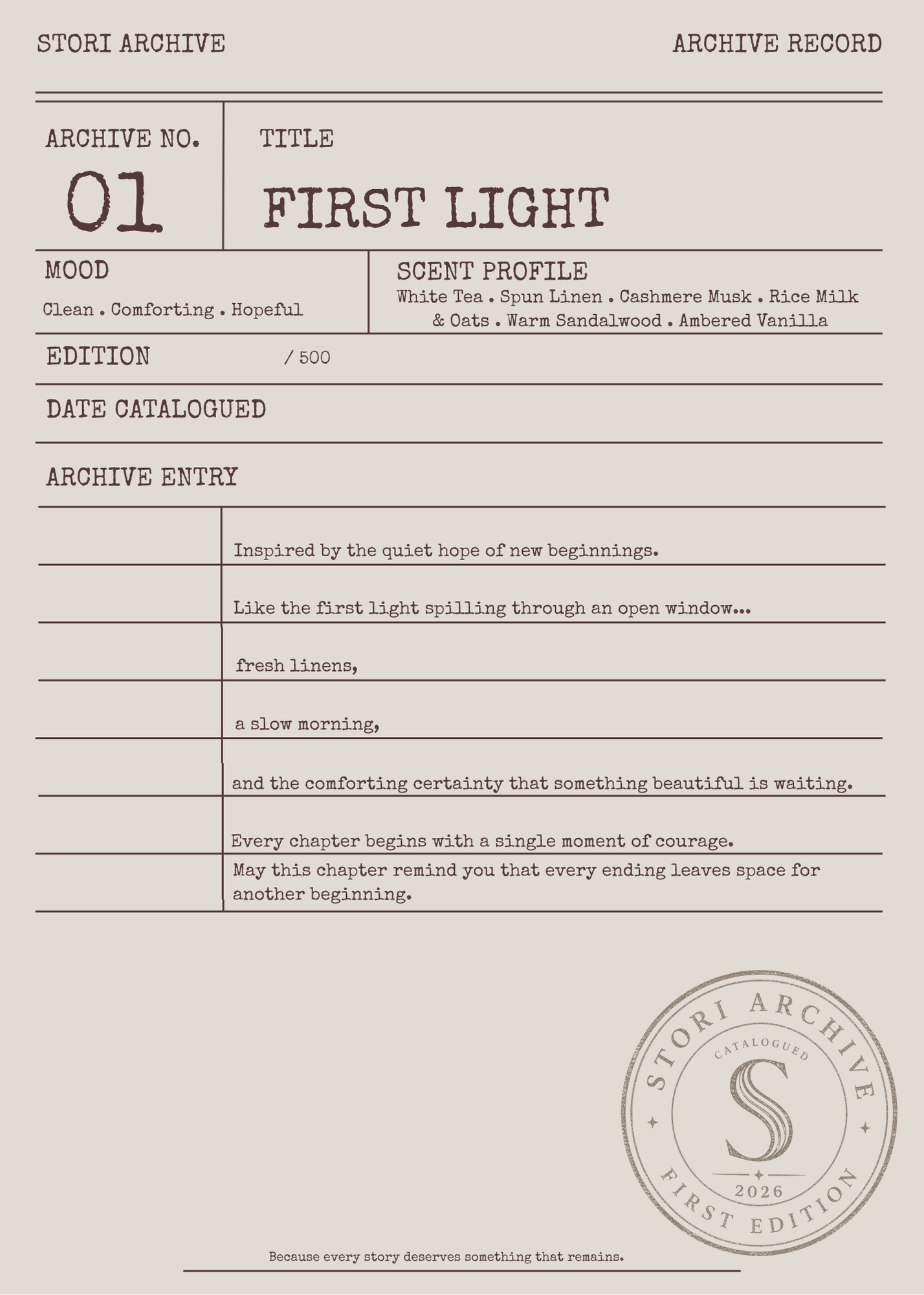 No. 01 First Light